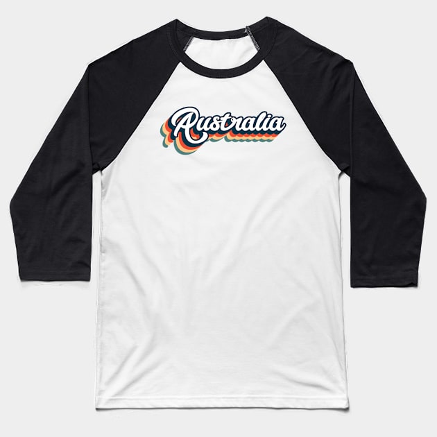 Australia Retro Vintage Sunset  Aesthetic Typography Baseball T-Shirt by Inspire Enclave